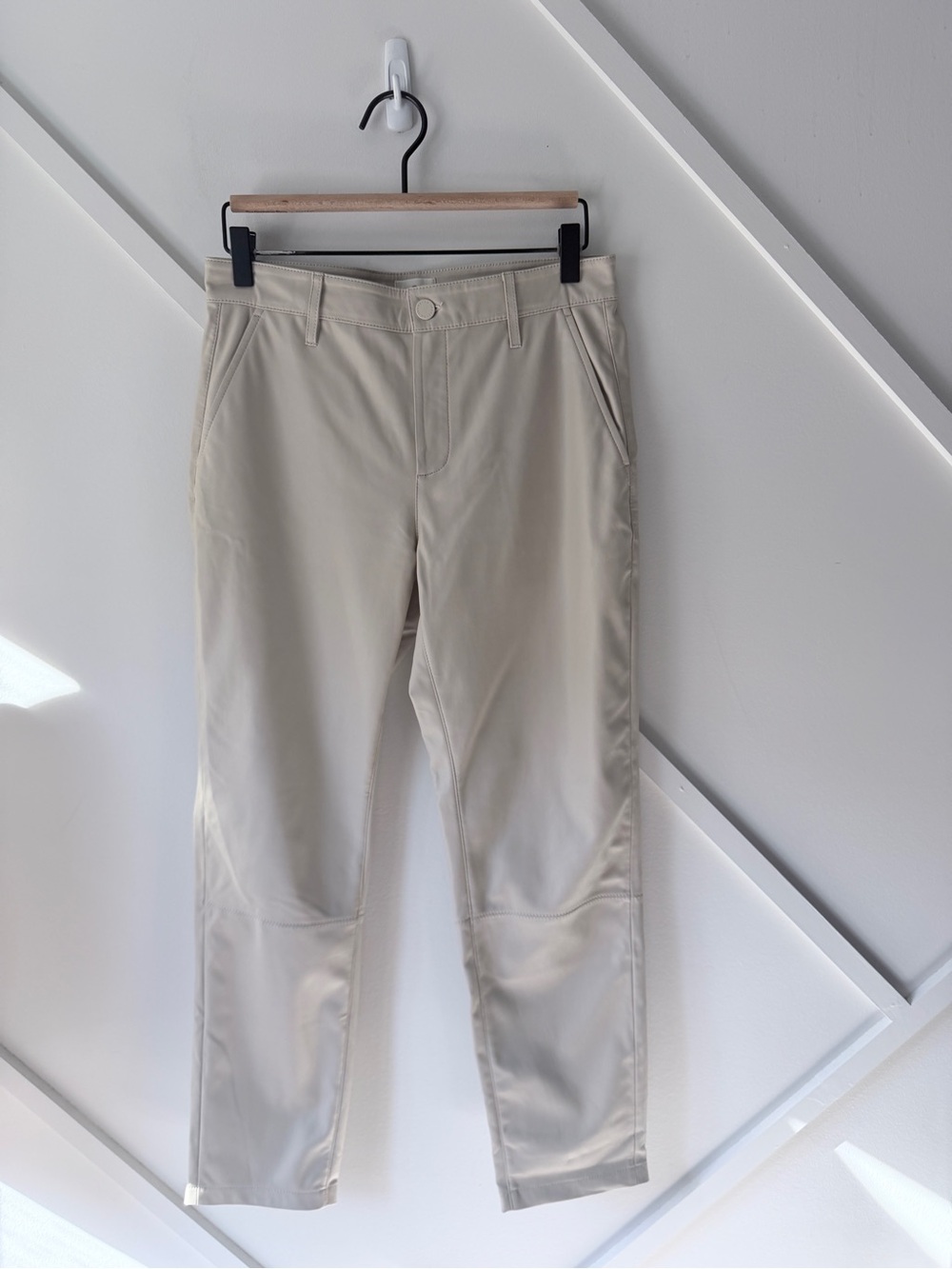 AG Adriano Goldschmied Faux Leather Pants 26 Cream Beige Slim Ankle